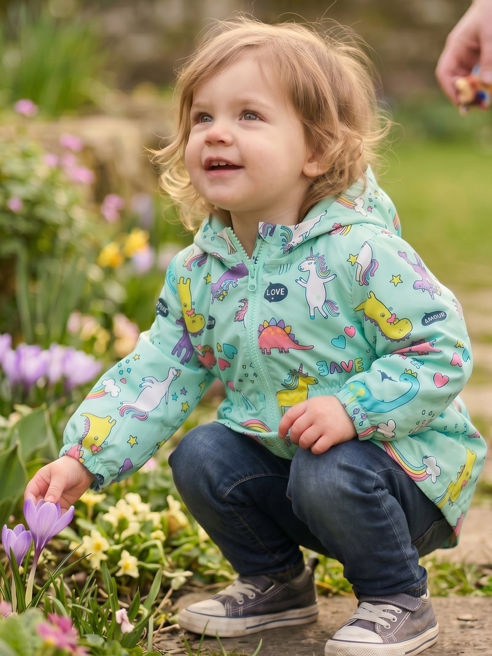 George Mint Green Unicorn & Dino Hooded Jacket